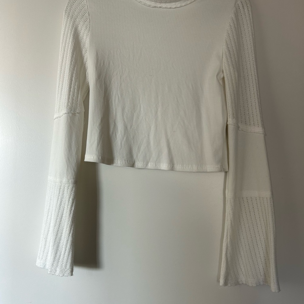 Altar'd State Cream Bell Sleeve Crop Top